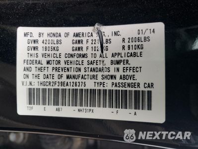 Zdjęcie 14 z 14 samochodu: 2014 HONDA ACCORD LX VIN:1HGCR2F39EA126375 - miniatura