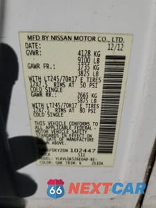 Zdjęcie 13 z 13 samochodu: 2013 NISSAN NV 1500 VIN:1N6BF0KY2DN102447 - miniatura