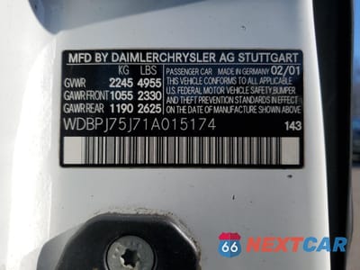 Zdjęcie 15 z 15 samochodu: 2001 MERCEDES-BENZ CL 500 VIN:WDBPJ75J71A015174 - miniatura