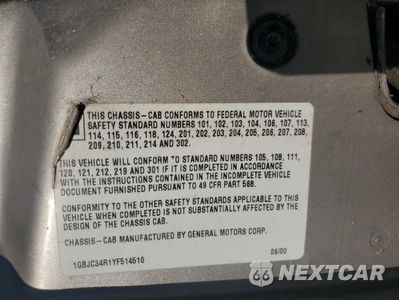 Zdjęcie 12 z 12 samochodu: 2000 CHEVROLET GMT-400 C3500 VIN:1GBJC34R1YF514510 - miniatura