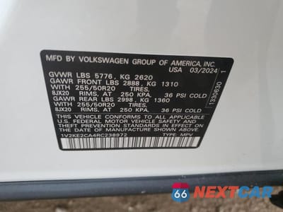 Zdjęcie 13 z 13 samochodu: 2024 VOLKSWAGEN ATLAS CROSS SPORT SE VIN:1V2KE2CA4RC238972 - miniatura