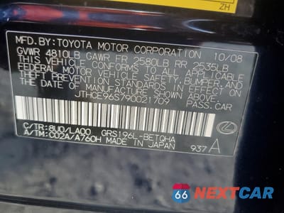 Zdjęcie 14 z 14 samochodu: 2009 LEXUS GS 350 VIN:JTHCE96S790021709 - miniatura