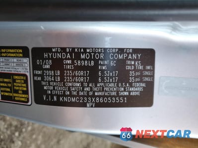 Zdjęcie 13 z 13 samochodu: 2008 HYUNDAI ENTOURAGE GLS VIN:KNDMC233X86053551 - miniatura