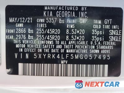 Zdjęcie 13 z 13 samochodu: 2021 KIA SORENTO SX VIN:5XYRK4LF5MG057495 - miniatura