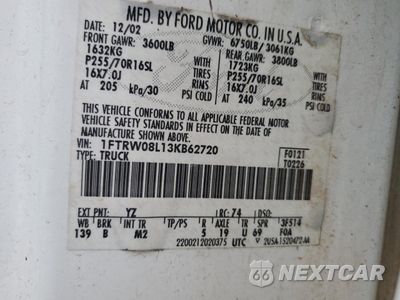Zdjęcie 12 z 12 samochodu: 2003 FORD F150 SUPERCREW VIN:1FTRW08L13KB62720 - miniatura