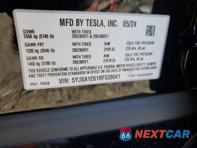 Zdjęcie 14 z 14 samochodu: 2024 TESLA MODEL S VIN:5YJSA1E61RF539041 - miniatura