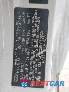 Zdjęcie 13 z 13 samochodu: 2008 HYUNDAI ACCENT GS VIN:KMHCM36C58U058805 - miniatura