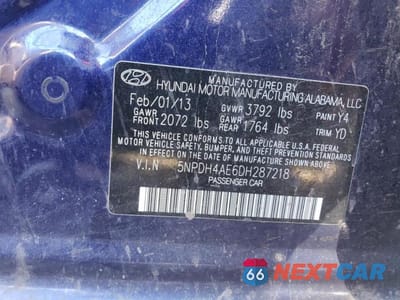 Zdjęcie 12 z 12 samochodu: 2013 HYUNDAI ELANTRA GLS VIN:5NPDH4AE6DH287218 - miniatura
