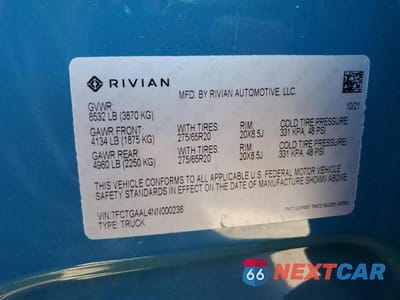 Zdjęcie 12 z 12 samochodu: 2022 RIVIAN R1T LAUNCH EDITION VIN:7FCTGAAL4NN000238 - miniatura