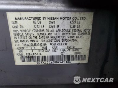 Zdjęcie 13 z 13 samochodu: 2008 NISSAN ALTIMA 2.5 VIN:1N4AL21E38N541386 - miniatura