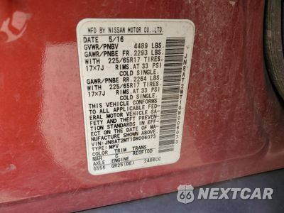 Zdjęcie 14 z 14 samochodu: 2016 NISSAN ROGUE S VIN:JN8AT2MT1GW006073 - miniatura