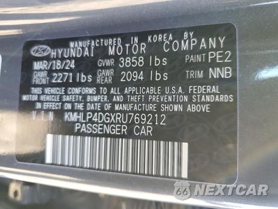 Zdjęcie 11 z 11 samochodu: 2024 HYUNDAI ELANTRA LIMITED VIN:KMHLP4DGXRU769212 - miniatura