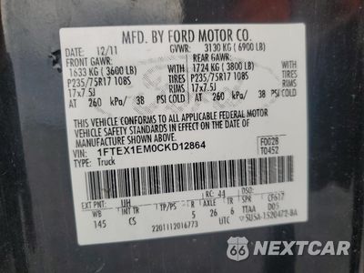 Zdjęcie 12 z 12 samochodu: 2012 FORD F150 SUPER CAB VIN:1FTEX1EM0CKD12864 - miniatura