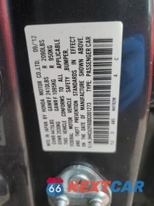 Zdjęcie 12 z 12 samochodu: 2013 ACURA TSX TECH VIN:JH4CU2F60DC001273 - miniatura