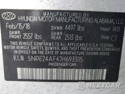 Zdjęcie 14 z 14 samochodu: 2018 HYUNDAI SONATA SE VIN:5NPE24AF4JH693315 - miniatura