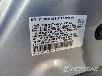 Zdjęcie 13 z 13 samochodu: 2019 HONDA PILOT LX VIN:5FNYF5H16KB033410 - miniatura
