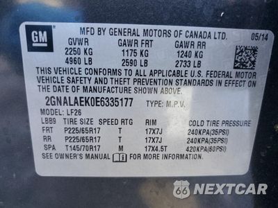 Zdjęcie 14 z 14 samochodu: 2014 CHEVROLET EQUINOX LS VIN:2GNALAEK0E6335177 - miniatura
