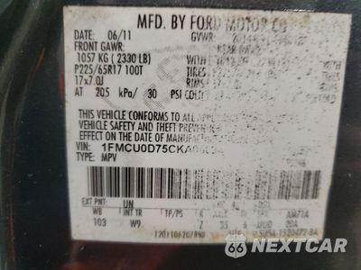 Zdjęcie 15 z 15 samochodu: 2012 FORD ESCAPE XLT VIN:1FMCU0D75CKA06034 - miniatura