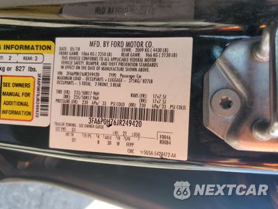 Zdjęcie 12 z 12 samochodu: 2018 FORD FUSION SE VIN:3FA6P0H76JR249420 - miniatura