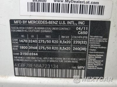 Zdjęcie 16 z 16 samochodu: 2011 MERCEDES-BENZ GL 450 4MATIC VIN:4JGBF7BE5BA723134 - miniatura