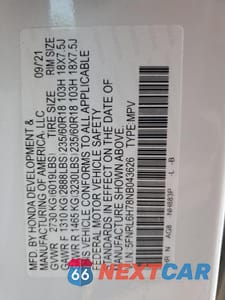 Zdjęcie 13 z 13 samochodu: 2022 HONDA ODYSSEY EXL VIN:5FNRL6H78NB043626 - miniatura