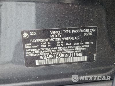 Zdjęcie 12 z 12 samochodu: 2016 BMW 320 I VIN:WBA8E1G56GNU11649 - miniatura