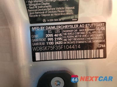Zdjęcie 12 z 12 samochodu: 2005 MERCEDES-BENZ SL 500 VIN:WDBSK75F35F104414 - miniatura