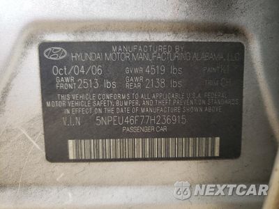 Zdjęcie 12 z 12 samochodu: 2007 HYUNDAI SONATA SE VIN:5NPEU46F77H236915 - miniatura
