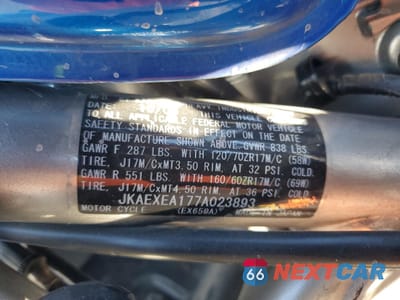 Zdjęcie 9 z 10 samochodu: 2007 KAWASAKI EX650 A VIN:JKAEXEA177A023893 - miniatura