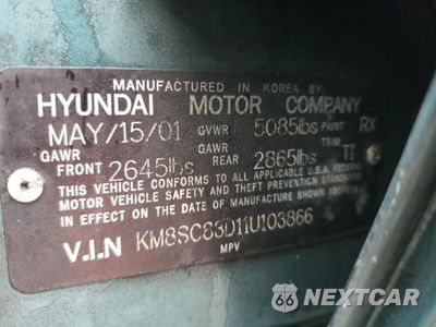Zdjęcie 15 z 15 samochodu: 2001 HYUNDAI SANTA FE GLS VIN:KM8SC83D11U103866 - miniatura