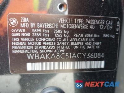Zdjęcie 14 z 14 samochodu: 2010 BMW 750 I VIN:WBAKA8C51ACY36084 - miniatura