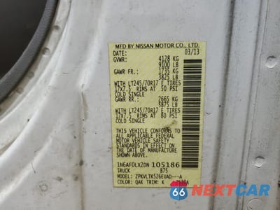 Zdjęcie 13 z 13 samochodu: 2013 NISSAN NV 2500 VIN:1N6AF0LX2DN105186 - miniatura