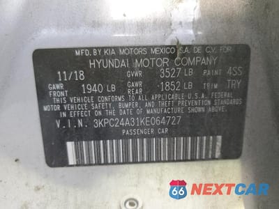 Zdjęcie 12 z 12 samochodu: 2019 HYUNDAI ACCENT SE VIN:3KPC24A31KE064727 - miniatura