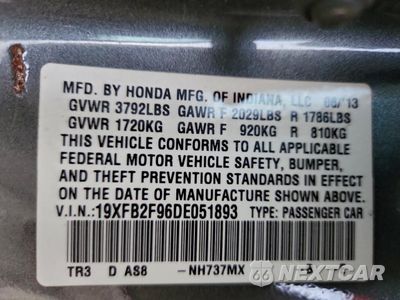 Zdjęcie 12 z 12 samochodu: 2013 HONDA CIVIC EXL VIN:19XFB2F96DE051893 - miniatura