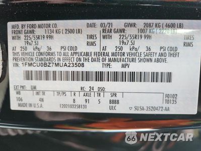Zdjęcie 25 z 26 samochodu: 2021 FORD ESCAPE SE VIN:1FMCU0BZ7MUA23508 - miniatura