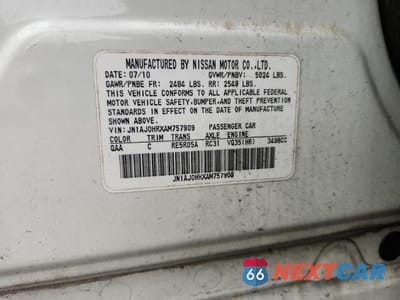 Zdjęcie 13 z 13 samochodu: 2010 INFINITI EX35 BASE VIN:JN1AJ0HRXAM757909 - miniatura