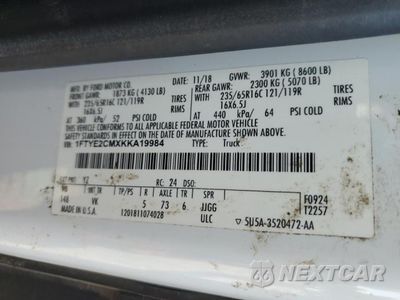 Zdjęcie 12 z 13 samochodu: 2019 FORD TRANSIT 150 DELIVERY VAN VIN:1FTYE2CMXKKA19984 - miniatura