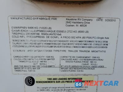 Zdjęcie 10 z 10 samochodu: 2010 KEYSTONE MONTANA CAMPER VIN:4YDF34729AR731309 - miniatura