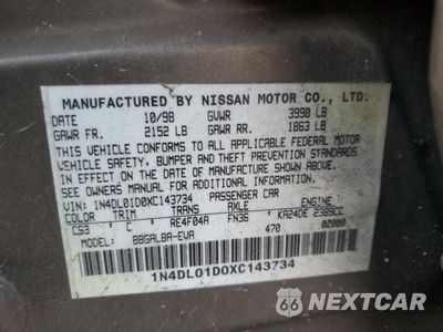 Zdjęcie 12 z 12 samochodu: 1999 NISSAN ALTIMA XE VIN:1N4DL01D0XC143734 - miniatura