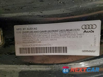 Zdjęcie 12 z 13 samochodu: 2011 AUDI A5 PREMIUM VIN:WAUCFAFR5BA040267 - miniatura