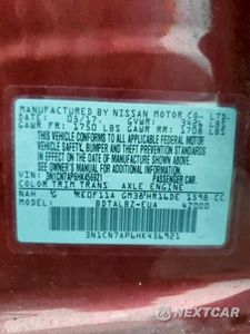 Zdjęcie 23 z 24 samochodu: 2017 NISS VERSA VIN:3N1CN7AP6HK456921 - miniatura