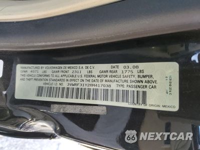Zdjęcie 12 z 12 samochodu: 2008 VOLKSWAGEN NEW BEETLE CONVERTIBLE SE VIN:3VWRF31Y28M417038 - miniatura
