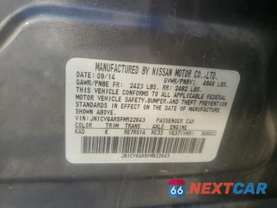 Zdjęcie 12 z 12 samochodu: 2015 INFINITI Q40 VIN:JN1CV6AR5FM522643 - miniatura