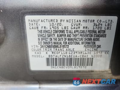 Zdjęcie 13 z 13 samochodu: 2021 NISSAN VERSA SV VIN:3N1CN8EV0ML819572 - miniatura