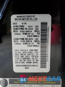 Zdjęcie 13 z 13 samochodu: 2005 INFINITI FX35 VIN:JNRAS08W95X218914 - miniatura