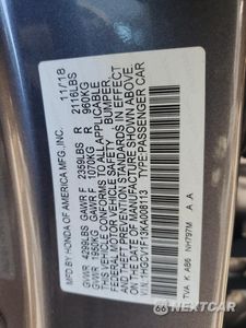 Zdjęcie 12 z 12 samochodu: 2019 HONDA ACCORD LX VIN:1HGCV1F13KA008113 - miniatura
