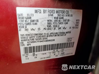 Zdjęcie 14 z 15 samochodu: 2013 FORD EXPLORER LIMITED VIN:1FM5K7F84DGB99228 - miniatura