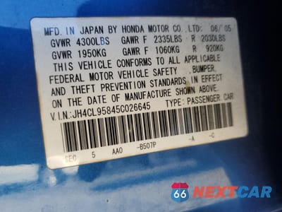 Zdjęcie 12 z 14 samochodu: 2005 ACURA TSX VIN:JH4CL95845C026645 - miniatura
