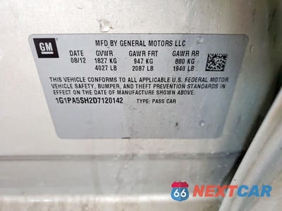 Zdjęcie 12 z 12 samochodu: 2013 CHEVROLET CRUZE LS VIN:1G1PA5SH2D7120142 - miniatura