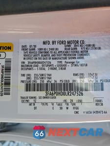 Zdjęcie 12 z 14 samochodu: 2020 FORD FUSION SE VIN:3FA6P0HD0LR247526 - miniatura